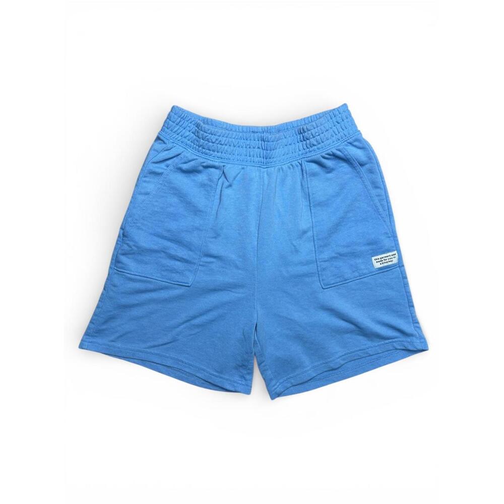 3/$12: Light Blue Smocked Wide Leg Loose Fit Sweat Shorts Elastic Waist Small